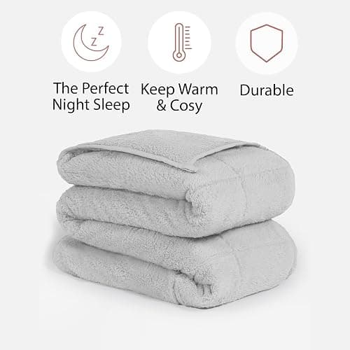 Brentfords Teddy Fleece Weighted Blanket for Adults Sleep Therapy Anxiety Stress Relief Super Soft Throw, Silver Grey, 125 x 180cm - 6kg (Disclaimer:Only suitable for age 3+years) thumbnail 4