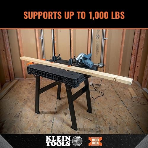 Klein Tools 54410MB MODbox Work Bench, Folding Work Table, Lightweight Portable Workstation, 1000-Pound Capacity, 39.25 x 23.75 x 30.9-Inch, Compatible with MODbox Rail System thumbnail 4