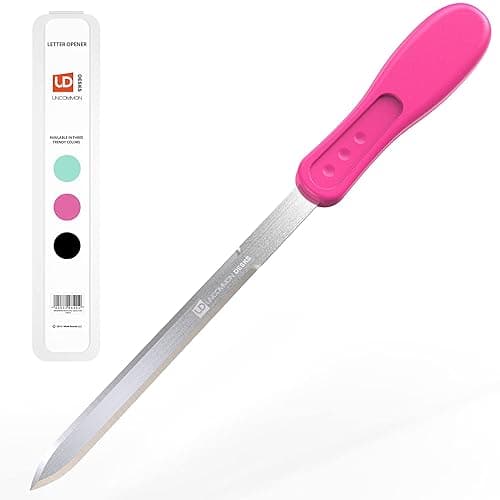 Uncommon Desks Office Letter Opener - Stainless Steel Knife-Edge Blade, Ergonomic Grip Handle (Hot Pink, 1 Pieces) - Hot Pink - 1-Pack - Image 1