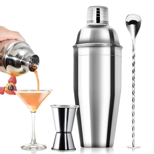 25oz Cocktail Shaker Set, Martini Shaker Set with Built in Strainer, Double Sided Jigger and Mixing Spoon Stainless Steel Mixed Drink Shaker - Image 1