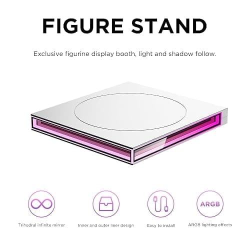 Jungle Leopard PC Case ARGB Square Figurine Shelf, Figure Stand, Infinity Mirror Design Floating PC Shelf for Figure - 120mm Fan Accessories-White thumbnail 3