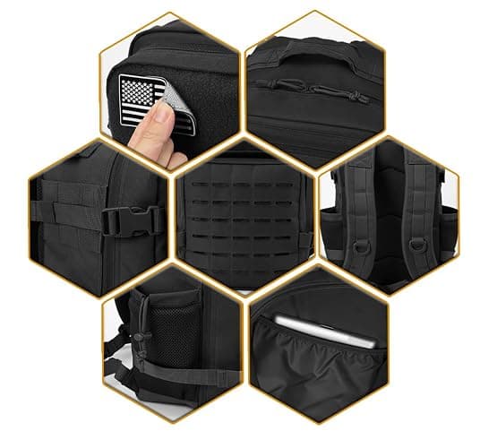 QT&QY 25L/45L Military Tactical Backpack For Men Molle Daypack 3 Day Bug Out Bag Hiking Rucksack With Bottle Holder thumbnail 6