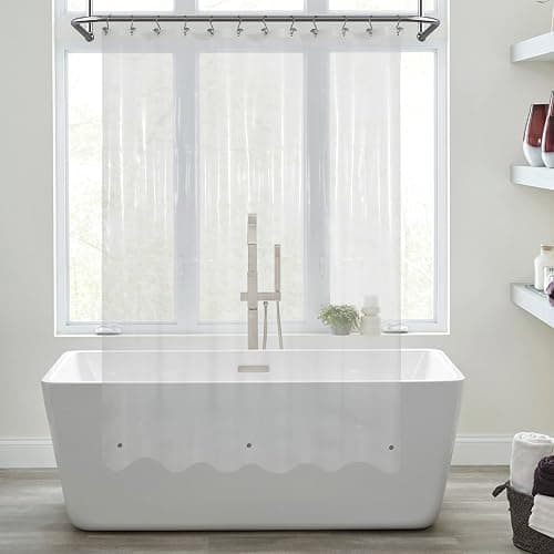 Mrs Awesome Clear Shower Curtain Liner with 3 Magnets, 72x72 Premium Flexible Sturdy Plastic Shower Curtain for Bathroom Lightweight, Waterproof, Clear thumbnail 2