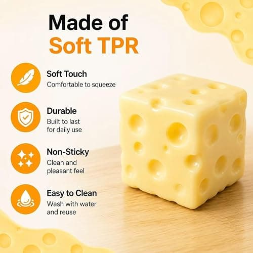 Cheese Squishy Slow Rising Squishy Stress Relief Fidget Toy,Cheese Style | Suitable for Office Workers to Release Stress and Negative Emotions,for Adults,1 Piece (milky)2.4X2.4in thumbnail 6