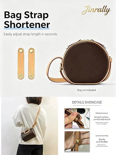 Jinrally 2Pcs Leather Bag Clips, Strap Buckles Anti-Slip Connectors, Brown | Light detachable adjuster holds wires, tool-free mount for travel office use thumbnail 6