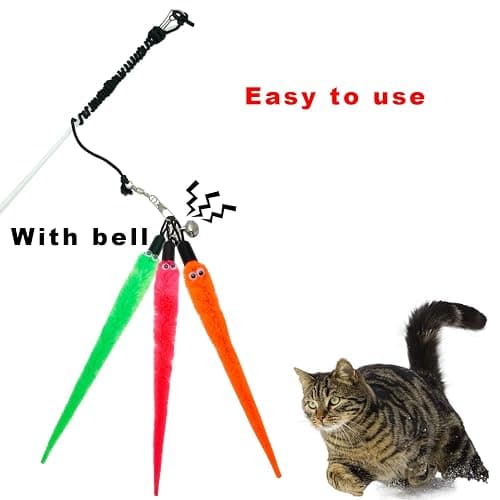 CATENESS Cat Worm Toy Refills, 15 Pieces Cat Wand Attachments Worms Toy for Indoor Cats thumbnail 4