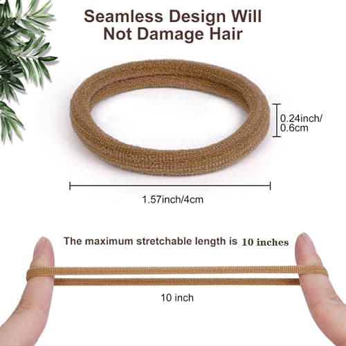 Pimoys 100 Pcs Elastic Hair Ties, Thick Seamless Hair Bands No Damage Soft Ponytail Holders Hair Accessories for Girls Women, Neutral thumbnail 2