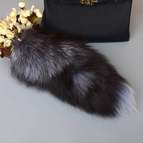 TMEEIHNSS 17" Huge Real Fox Tail Fluffy Fur Keychain Cosplay Tails Charm Accessories Handbag Tassel Ring Key Chain thumbnail 3