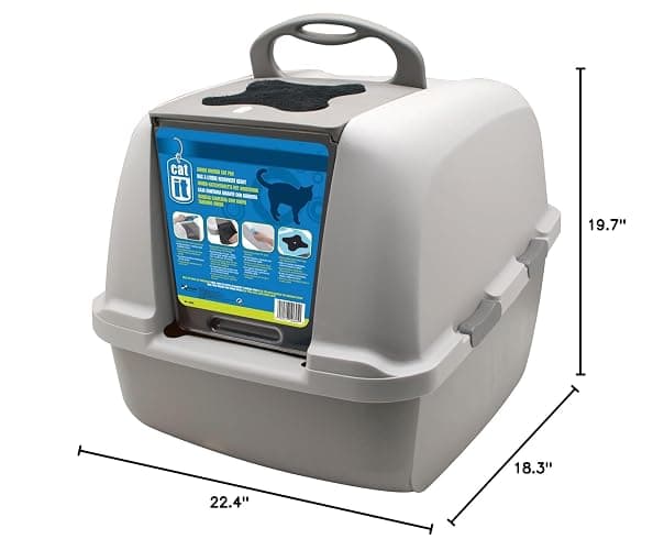 Catit Airsift Jumbo Hooded Litter Pan, Warm Gray/White - Privacy and Easy Access for Cleaning - Ideal for Larger or Multiple Cat Households thumbnail 5