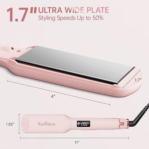 Keflare 1.7-inch Hair Straightener, Fast-Heating Flat Iron with 7 Adjustable Temperature Settings and Dual Voltage Auto-Adjustment, Suitable for Home and Global Travel thumbnail 4
