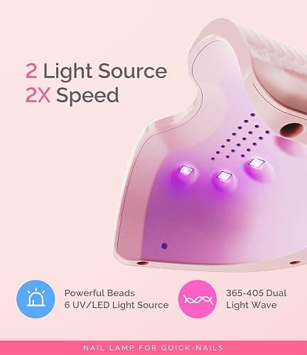 MelodySusie Small LED UV Nail Lamp with Lightweight Design, P-ART06F Nail Dryer with Simple Button Control Cures All Soft Gels at Home, Especially Half-Cured Gel, Base Coat & Top Coat Pink thumbnail 2