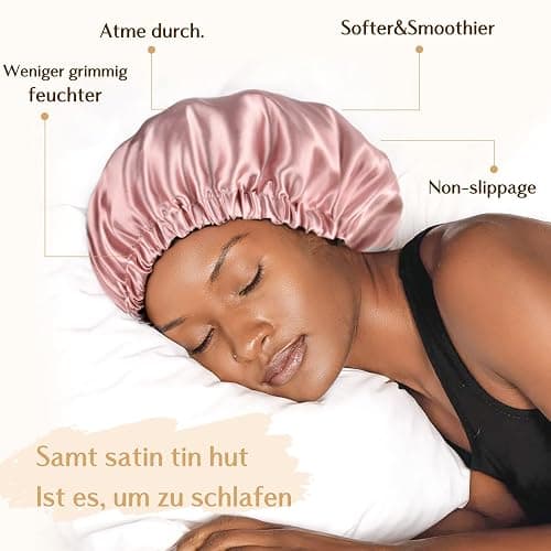 YANIBEST Doppelschichtige Satinhaube Seidenhaube zum Schlafen Verstellbare Haube für Frauen mit lockigem natürlichem Haar thumbnail 2