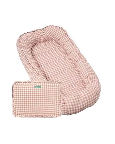 molis&co. Nido de Bebé 90 x 50 cm. Reductor de Cuna o Nido de Colecho para Bebe. Algodón. Cuna Portátil o de Viaje para recién Nacido. Oeko-Tex 100. (Dusty Rose) - Image 1