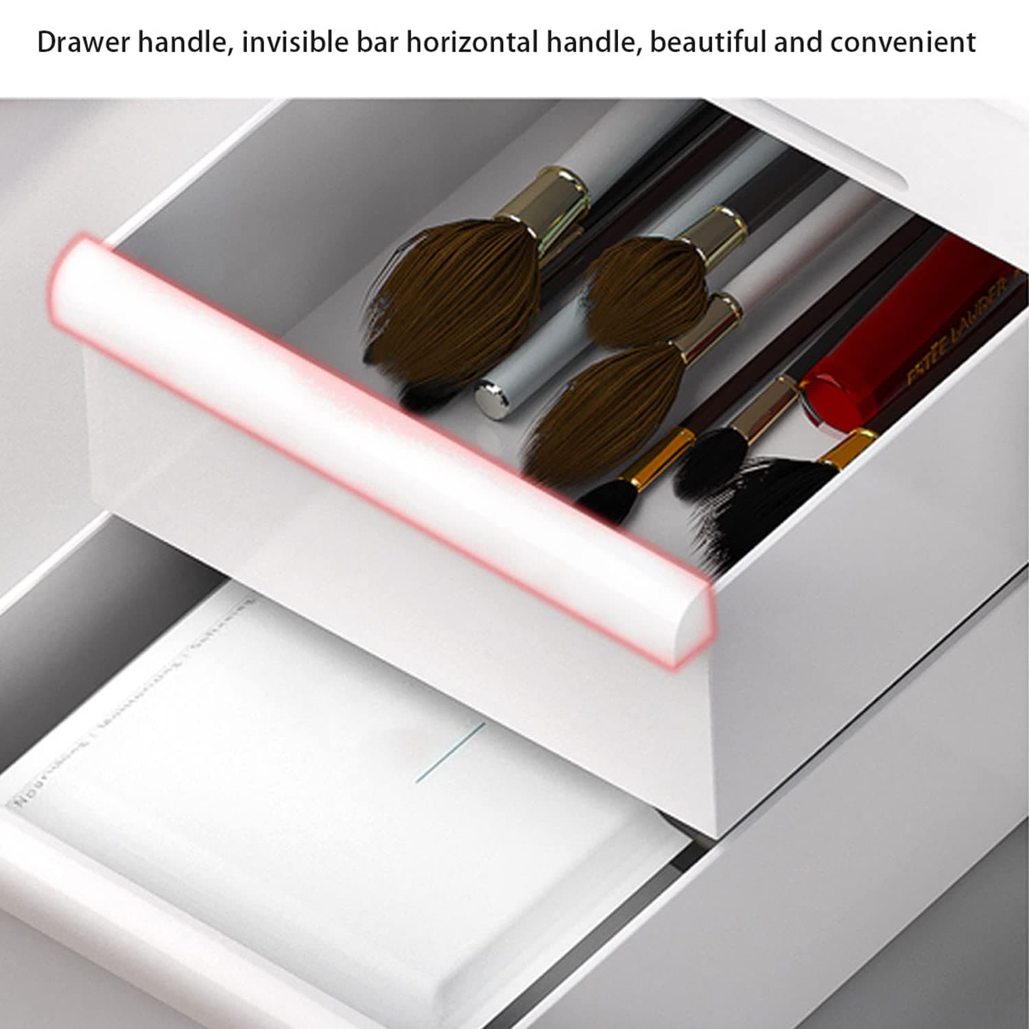 Yotsuba Clarity Cosmetic Organizer with 2 Drawers - Clear Makeup Organizer & Skincare Organizer for Bathroom & Desktop, Multifunctional Jewelry and Cosmetic Organizer Cabinet, White thumbnail 8