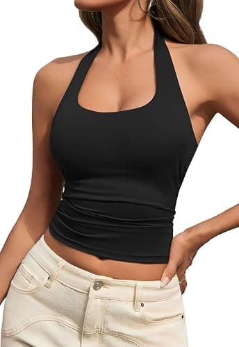 MAOECO Womens Tank Tops Sexy Halter Neck Going Out Tops Summer 2026 Trendy Backless Workout Shirts Sleeveless Y2k Clothes - Image 1