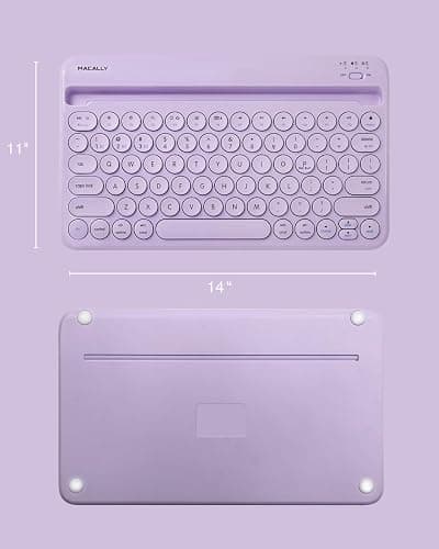 Macally Small Wireless Bluetooth Keyboard for iPad mini/Air/Pro, iPhone, Tablet, and Phone - 78 Key iPad Keyboard with Built-in Stand - Universal Compatible Multi Device - Purple thumbnail 7