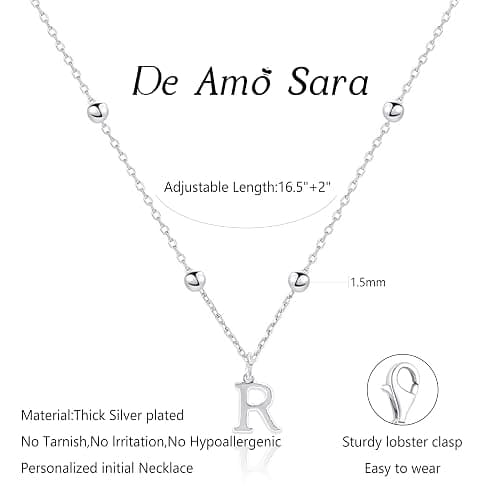 De Amo Sara Initial Necklaces for Women, Dainty A-Z Pendant Letter Charm Necklace Personalized Name Necklaces Trendy Jewelry Stocking Stuffers Christmas Gifts for Her thumbnail 6