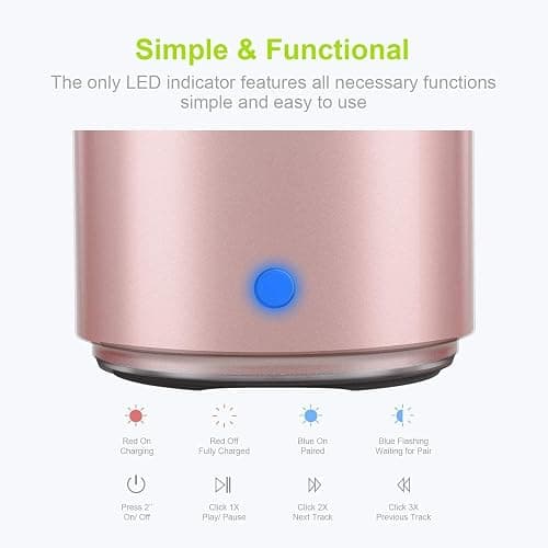 EWA Travel Case Packed, A106 Pro Portable Bluetooth Speaker with Custom Bass Radiator, Brief Design, IP67 Waterproof, Perfect Mini Speaker for Shower, Room, Bike, Car (Rosegold) thumbnail 5