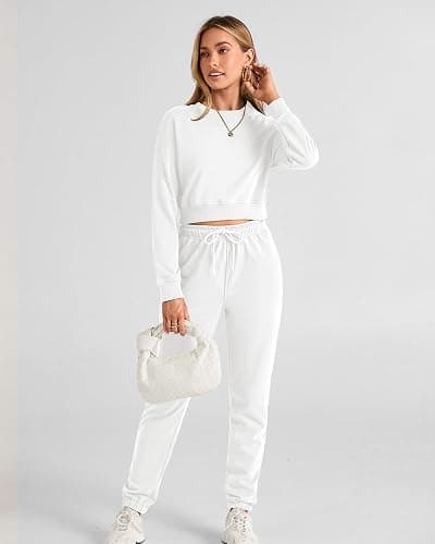 BTFBM Women 2 Piece Outfits Long Sleeve Crop Top Pullover Drawstring Pant Jogger Set Casual Sweatsuits Tracksuit Pockets thumbnail 5