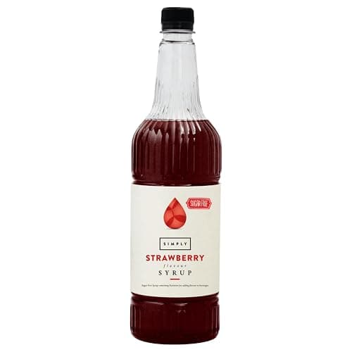 Simply Sugar Free Strawberry Syrup, Low Calorie, Vegan & Nut Free Flavoured Syrup for Coffee, Cocktails & Baking (1 Litre) - Image 1