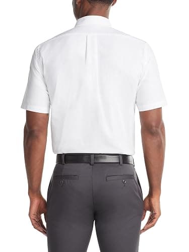 Van Heusen Mens Short Sleeve Dress Shirt Regular Fit Oxford Solid thumbnail 2