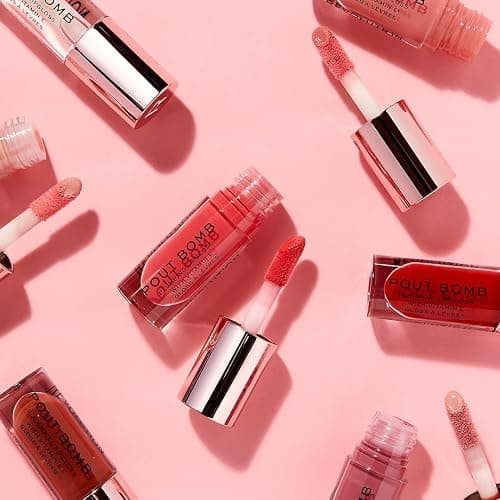 Revolution, Pout Bomb Plumping Lip Gloss, High Shine, Rich Glossy Pigment, Infused with Vitamin E, Kiss Nude, 0.15 fl oz thumbnail 5