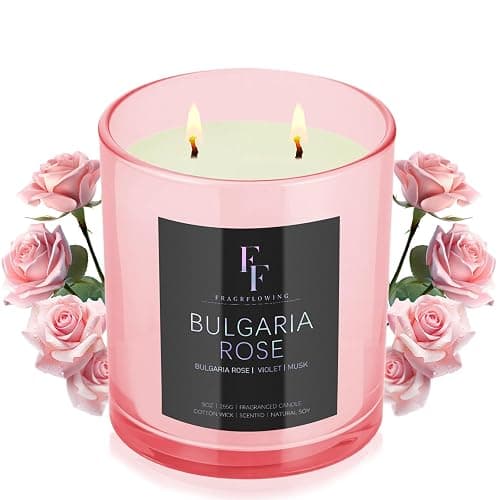 Bulgaria Rose Scented Candle, 2-Wick Luxury Soy Wax Candle, 9 oz Aromatherapy Candle Home Fragrance Candles Gift - Image 1