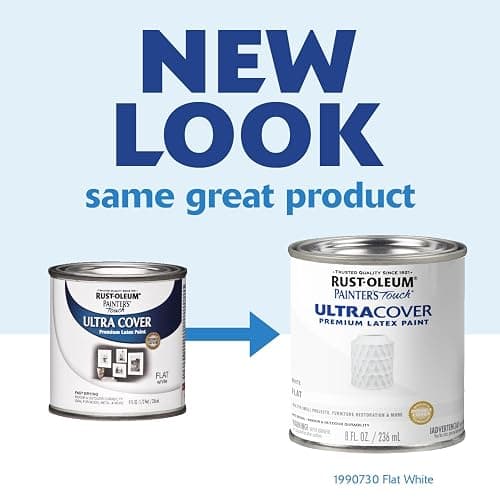 Rust-Oleum 1990730 Painter's Touch Latex Paint, Half Pint, Flat White, 8 Fl Oz (Pack of 1) thumbnail 2