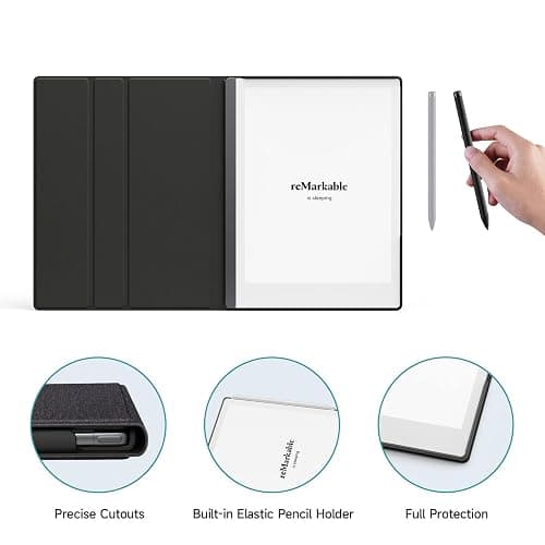 Ayotu Case for Remarkable 2 Paper Tablet 10.3" 2020 Released, Fabric Folio Cover with Pen Pocket, Stable Stand Design, Black & Light Cork (Exclusive Templates Provided) thumbnail 6