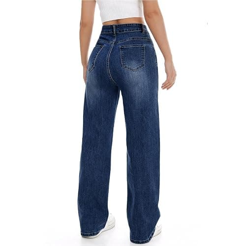 Mars power Women's Wide Leg Jeans High Waisted Baggy Straight Leg Loose Stretchy Casual Denim Pants thumbnail 3