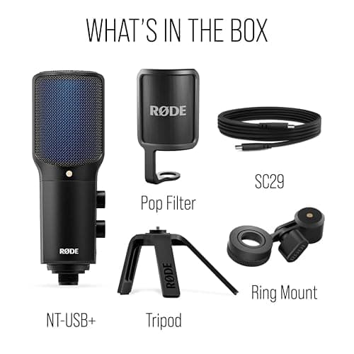 RØDE NT-USB+ Professional-Grade USB Microphone for Recording Exceptional Audio Directly to a Computer or Mobile Device , black thumbnail 8