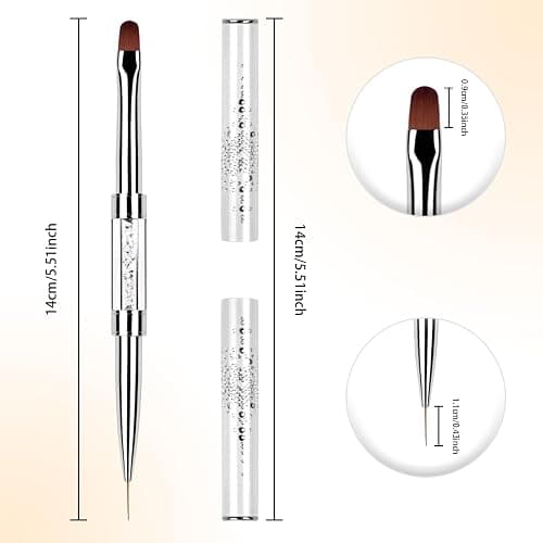 1Pcs Dual Ended Hard Gel Nail Brushes for Builder Gel&Polygel,Salon-Grade Nail Art Design Tools,Nail Brush Professional Nail Art(Rhinestone Handle) thumbnail 2