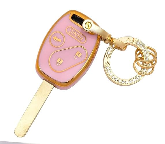 TPU Protector Key Fob Cover Keychain fit for Honda 2003-2012 Accord / 2006-2013 Civic EX / 2009-2015 Pilot /2005-2006 CR-V Key Fob (Pink) thumbnail 4