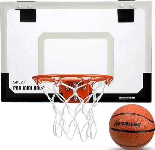 SKLZ Pro Mini Indoor Basketball Hoop with Ball, Over the Door, Shatter-Proof Backboard, Spring-Action Break-Away Steel Rim, Great for Home, Dorm Room, and Office - Image 1