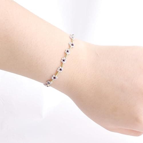 Agriajun Gold Daisy Flower Beaded Stretch Bracelets for Women, Cute Handmade Floral seed Beads Stackable Bracelet Beach Spring Boho Jewelry Gift thumbnail 4
