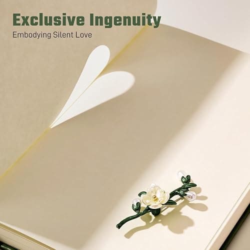 Ovesmusl Journal for Girls Women Journals for Writing 100GSM A5 Leather Notebook for Girls Ages 8-12 College Ruled 192 Pages Flower Diary with Heart-Shaped Shadow 8.3" x 5.7", Green thumbnail 3
