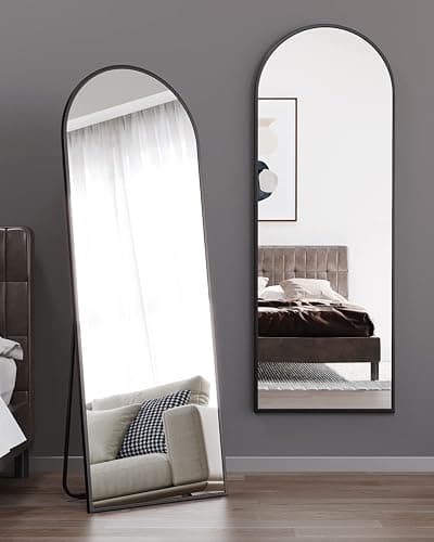 ITSRG Floor Mirror, Full Length Mirror with Stand, Arched Wall Mirror Full Length, Black Floor Mirror Freestanding, Wall Mounted for Bedroom, Black thumbnail 4
