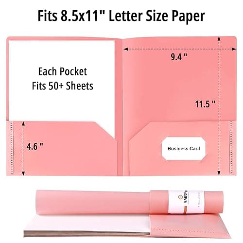 HABGP 6 Pack Colored File Folders with Pockets and Business Card Holder, Pastel Decorative Pocket Folders for Documents, Cute Plastic Folders for Filing Cabinet, School, Office, Resume Portfolio thumbnail 3