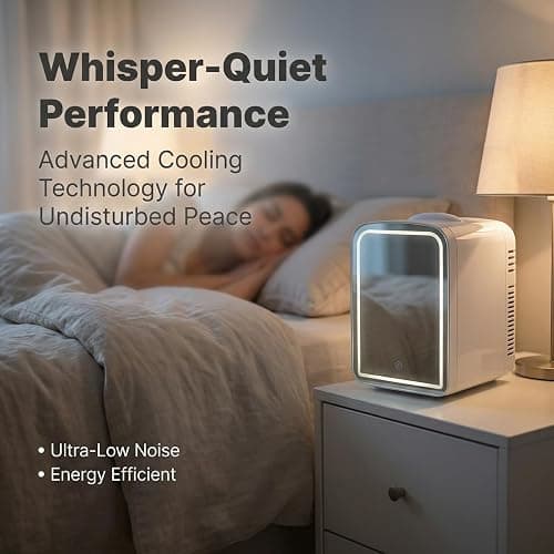 Lispin 4L Mini Skincare Refrigerator with Dimmable LED Mirror, Portable Beauty Refrigerator, Makeup Personal Fridge with Cooler for Bedroom, Office and Car (White-DL-4L-C) thumbnail 7