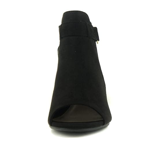 CITYCLASSIFIED Invest ~ Women's Cutout Side Strap Mid Black Chunky Heel Fashion Ankle Bootie thumbnail 3