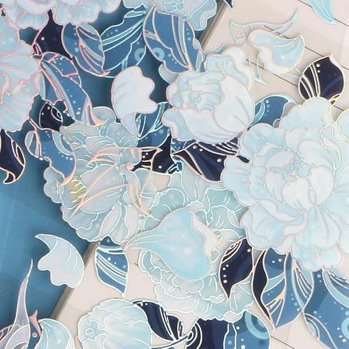 Ddayup Laser Flower Washi Tape - Blue Flower Stickers for Journaling & Planner thumbnail 7
