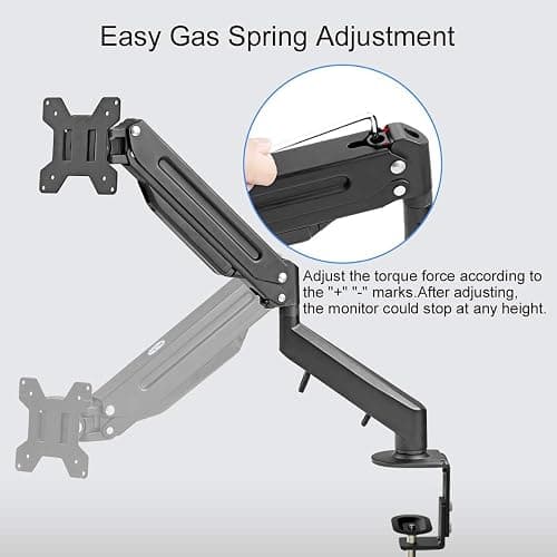 Suptek Monitor Mount Gas Spring Monitor Arm Desk Mount Fully Adjustable Fits 17 20 22 23 24 26 32 inch Monitors Weight Capacity up to 22 lbs thumbnail 3