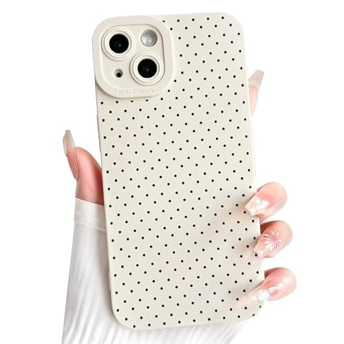 NITITOP Compatible with iPhone 15 Case Cute Aesthetic Little Polka Dots Pattern Design for Women Men Girls Soft TPU Shockproof Stylish Full Camera Protective Phone Cover - White Black - Image 1