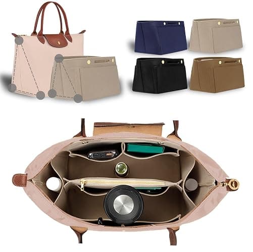 ETTP Purse Organizer Insert for Tote, Handbag Organizer Compatible with Shoulder Bag Large/Small, LE PLIAGE Top Handle Small/Medium (Beige, Large) thumbnail 7