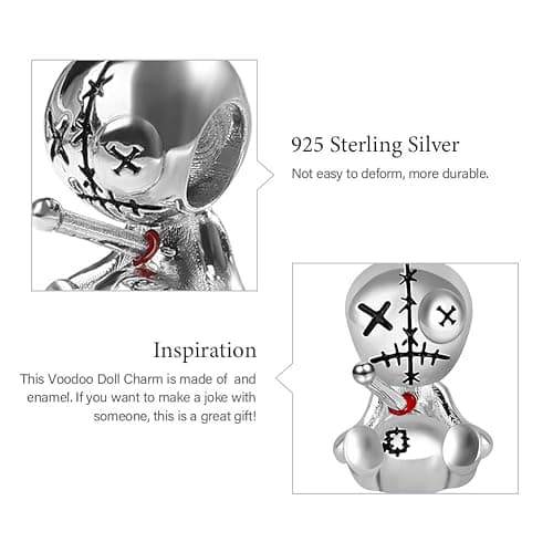 GNOCE Voodoo Doll Pendant Charm 925 Sterling Silver Dangle Bead Charms For Women Bracelet/Necklace Halloween Gifts For Wife (color-8) thumbnail 6