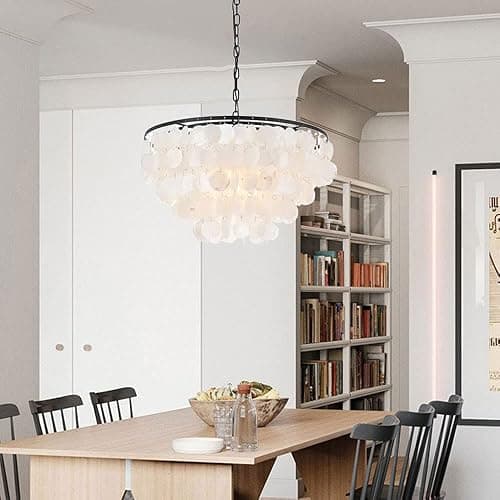 Shell Wind Chime Chandelier Metal Frame Mother-of-Pearl Pendant Light Personalized Creative Bedroom Study Children's Room Decoration Ceiling Pendent Lamp E26 Indoor Lighting Fixtures Lucky Star thumbnail 4