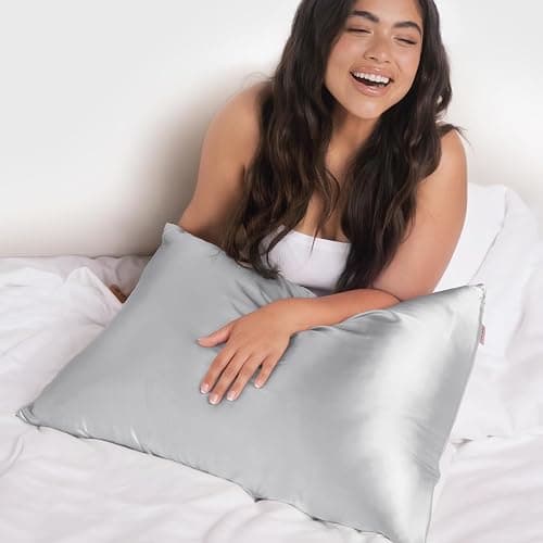 Kitsch Satin Pillowcase with Zipper for Hair & Skin, Softer Than Silk Pillow Cases Queen, Wrinkle-Free, Smooth and Cooling Satin Pillow Covers, Standard Size 19"x26", Silver thumbnail 7