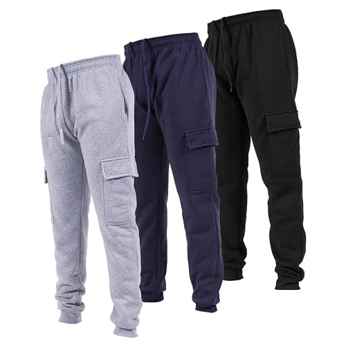 Ultra Performance 3 Pack Mens Sweatpants, Fleece Cargo Joggers for Men with Pockets - Image 1