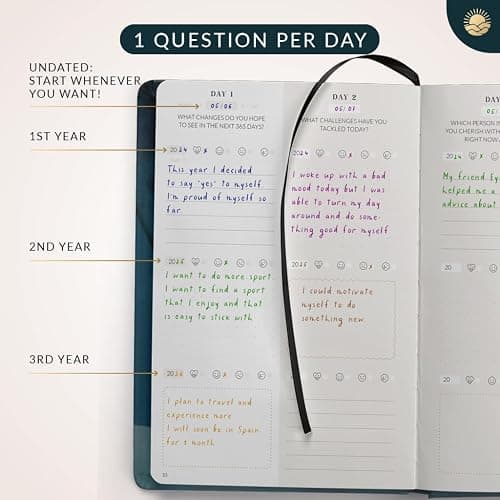 3-Year Gratitude Journal for Women "DEEPTALK CANYON" – Guided One Line a Day Journal with Prompts for Habit Tracking & Self Care – 5 Minute Journal for Daily Mindfulness and Lasting Change - black thumbnail 5