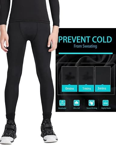 HOPLYNN 4 Pack Youth Boy’s Compression Pants Leggings Tights Athletic Base Layer Under Pants Gear for Football Sports thumbnail 2